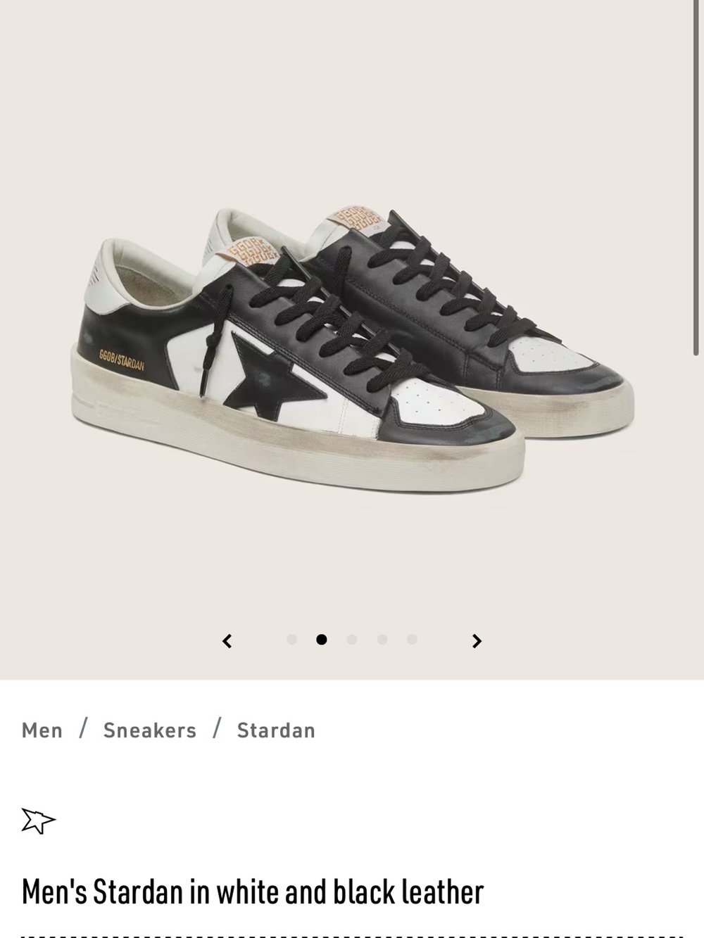 Men’s Golden Goose Stardan in white and black leather